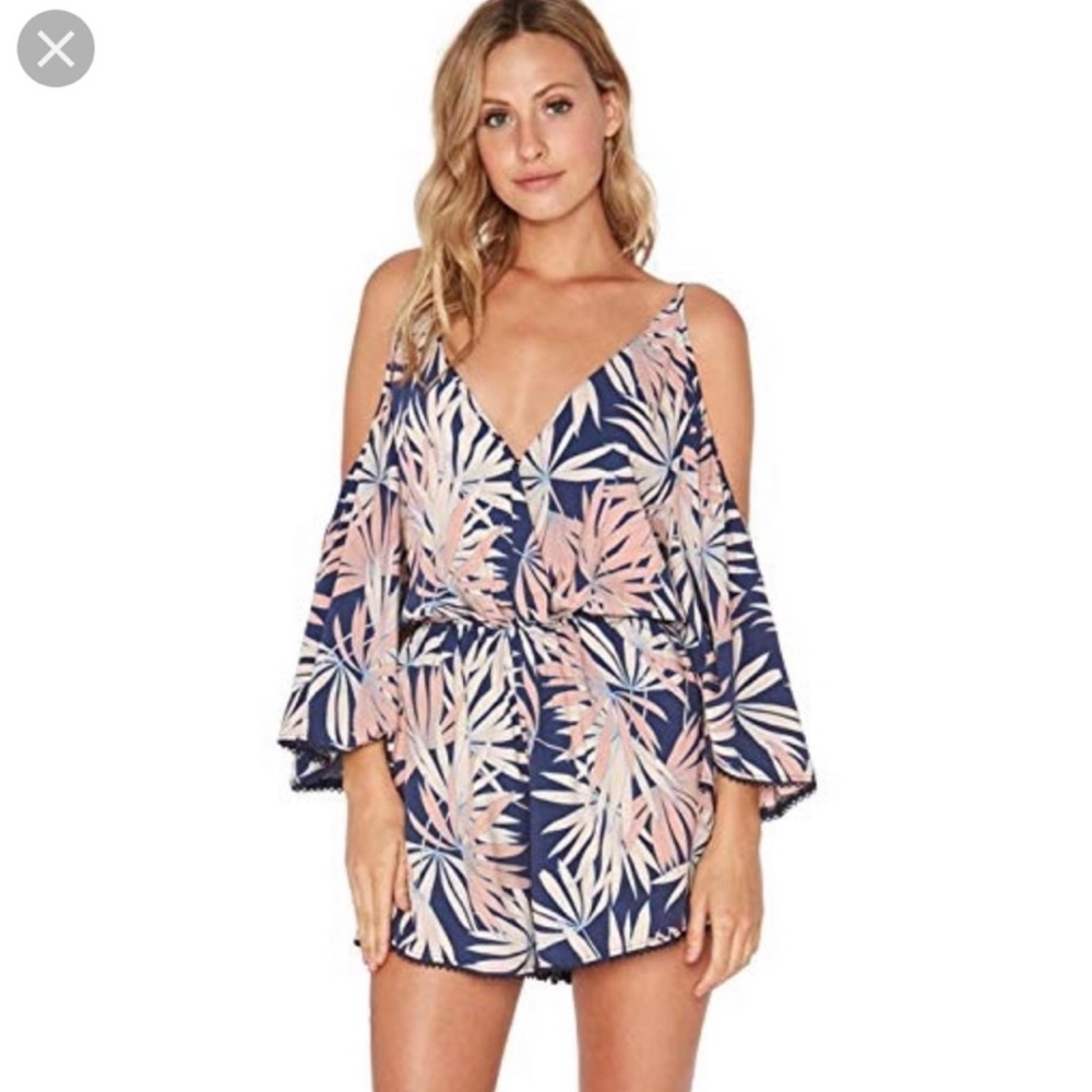 L Space romper beach palm cover up large nwt